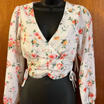 🆕 Meraki White & Floral Long Sleve Crop Top with Sinch Sides Size XS Photo 10