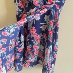 Parker  Floral Printed Faux Wrap Casual Mini Dress Navy Red Womens‎ Size M… Photo 3
