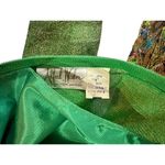 Vintage Alfred Werber Green & Gold toned Metallic Long Sleeve Maxi Dress Size 12 Photo 4