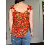 Anthropologie Strawberry Print Blouse Tank Top Chiffon Lightweight Red Size 6 Photo 2