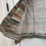 Chico's Chico’s Size 2 Abstract Striped‎ Cotton Ruffle Open Front Jacket  Large Photo 5