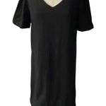 Nicole Miller Original Black Linen Blend Short Sleeve V-Neck Dress Size SMALL Photo 3