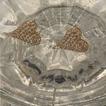 14K Solid Yellow Gold Heart Motif Pave Zircon Earrings Studs Photo 9