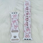 Pink Bow Design Apple Watch Bands in white pink 42mm 44mm 45mm 49mm Photo 3