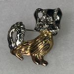 Vintage two tone Scotty dog Terrier brooch. Gold Photo 1