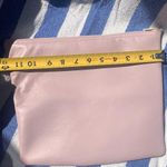 Target Pink leather carry all makeup bag clutch purse with white zipper REAL LEATHER! Photo 2