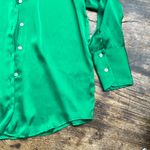 ZARA  green silky long sleeve pearl button button down top size medium Photo 1