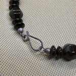 Black Faceted Quartz Gemstone Beads Necklaces W/ 925 Silver Clasp Photo 2