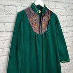 Vintage Carriage Court 1/2 Zip Housecoat Robe Muumuu Gown M Green Embroidered Size M Photo 2