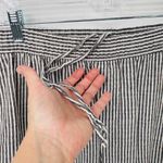 Old Navy  Beachy Lightweight Wide Leg‎ Linen Pants Womens Large Gray White Stripe Photo 3