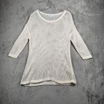 Liz Claiborne  Sweater S Open Knit Cotton Tunic Beach Cover Up Coastal Boho Chic Photo 1