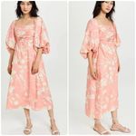 Tanya Taylor  peach Alora midi dress size 4 floral cotton D1 Photo 1