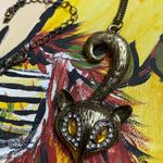 Aeropostale Vintage retro rhinestones eyes Fox head Pendant long Necklace Photo 6