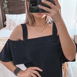 Topshop Off The Shoulder Navy Blue Dress  Photo 1