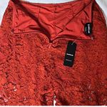 Bebe Red Lace Wide Leg Trousers Pleat Front Lined Illusion Pants 2 Photo 11