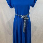 Elizabeth & Nicole royal blue belted pleated skirt flowy midi dress size medium Photo 0
