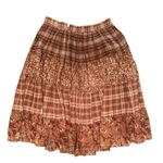 Large (Runs Big) Brand Unknown Plaid Floral Bohemian Fall Skirt Brown Size M Photo 1