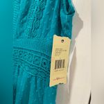 Reba NWT  Size L Turquoise Swiss Dot Lace Sleeveless Midi Dress Asymmetrical Hem Photo 13