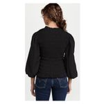 Love The Label Anthropologie Black Smocked Puff Sleeve Blouse Sz.S NWT Photo 4