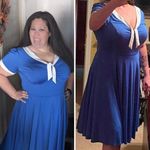 Unique Vintage ‎ Gwynnie Bee Contrast Trim Blue Dress, 0X Photo 3