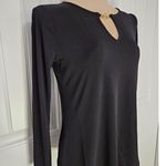 Michael Kors  Black Blouse Sz S Gold Tone Logo Hardware NWT Keyhole Neck Photo 3