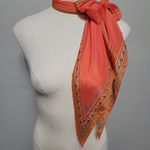 Anne Klein Vintage coral orange border trapeze scarf Photo 0