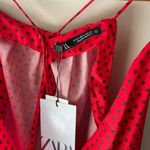 ZARA Silky Red Polka Dot Mini Dress Open Back Medium New Tags Photo 4