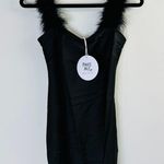 Princess Polly NEW So Extra Mini Dress is Black with feathers Photo 3