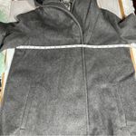 Gallery  Hooded Wool Blend Coat Quilted Bib Grey Melange Size Large Photo 8