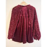 Umgee Velvet Sequin Sleeve Top Size Womens M Blouse Burgundy Party Holiday Photo 7