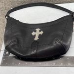 Brighton Shoulder Bag Black Hobo Bag Thick Pebble Leather Y2K Bedazzled Photo 4