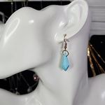 Vintage Aqua Blue Flower Bead Necklace and Earrings Set Photo 7