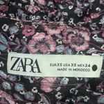 ZARA Multicolor Floral Metallic V-neck Balloon Long Sleeve Crop Blouse Top Sz XS Photo 3