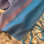 Pashmina Jacquard Paisley Silk  Pink Teal Blue Fringe Wrap Shawl Photo 3