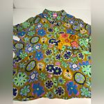 Celia B Floral Print Long Sleeve Button Up Top Medium New Yellow Photo 5