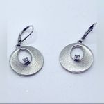 Monet VINTAGE  Signed Circular
Silver Toned Earrings With Cubic Zirconia Center‎ Photo 2