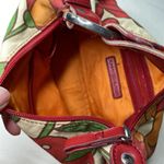 Tommy Hilfiger Vintage Red Orange Flowers Floral Canvas Satchel Purse Photo 7