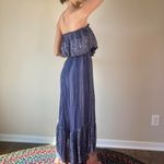 Japna Blue Strapless Jumpsuit with Patterned Details Photo 9