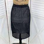 Ann Taylor Crochet Lace Sheer Illusion Pencil Skirt Black 6 Photo 3