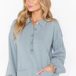 Show Me Your Mumu Sage Green Gray Gianni Knit Romper Patch Pockets Size Large Photo 8