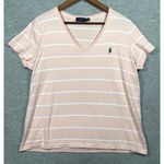 Ralph Lauren Polo  Womens T-Shirt XL Striped‎ V-Neck Pink Preppy Casual Photo 0