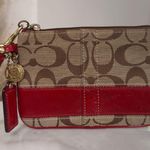 Coach Vintage Y2K Signature Red & Khaki Jacquard Small Wristlet Style 41637 Photo 1
