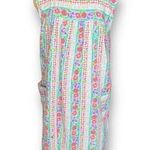 Vintage 80s Dress Colorful Fruit Floral Red Gingham Checkered Tropical Print Blue Size M Photo 0