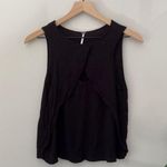Free People Black Cutout Tank Top Sleeveless Crinkle Lightweight Solid Cut Out Photo 7