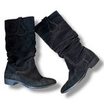 Sofft Black Suede Slouch Boots Women's Size 8 Western Stitch Detail Fall Photo 0