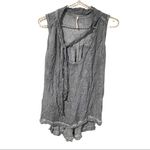 Free People Free‎ People Large Blue Tie Neck Sleeveless Lightweight Rayon Tank Photo 1