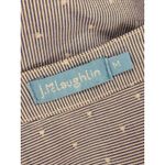 J. McLaughlin  Blue White Striped Swiss Dot Split V Neck Popover Blouse Sz M EUC!! Photo 2