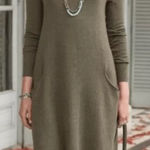 Sundance Film Noir Silk Blend Olive Green‎ Lagenlook Sweater Dress Large Casual Green Photo 0
