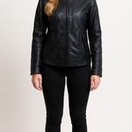 Rocawear  black imitation leather jacket string of chains on back and pockets med Photo 1