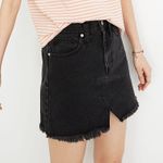 Madewell  Rigid Denim A-Line Mini Skirt Cutout Edition Lunar Wash Black Size 31 Photo 0